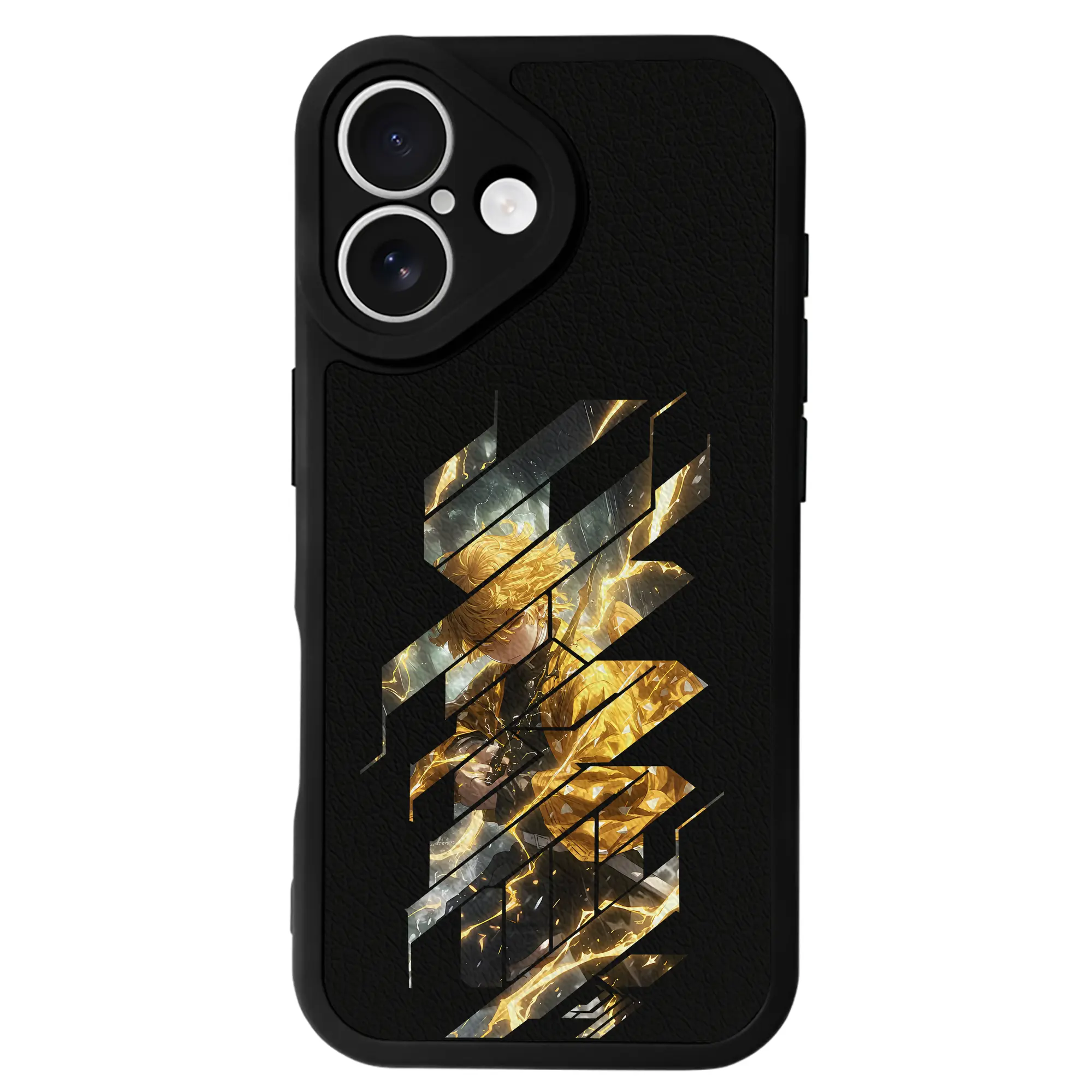 鬼滅の刃 グッズ,我妻 善逸 - IPhone 16シリーズ対応 ・ シリコンスマホケース ・ レザー調 ・ 高精度フィット ・ 耐衝撃 ・ ワイヤレス充電対応 ・ 精密カット